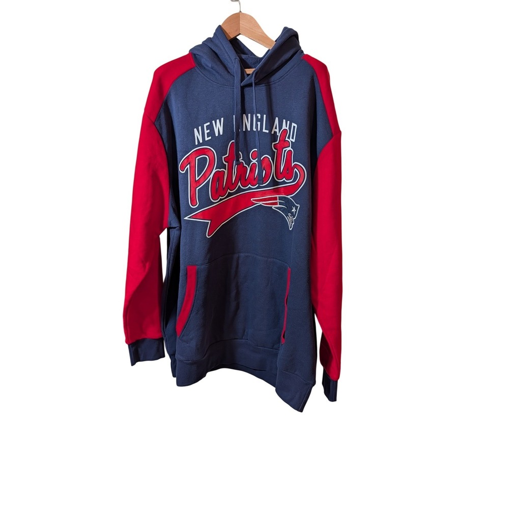 NFL Team Apparel New England Patriots Hoodie Men 3XL Blue Red Colorblock NWT